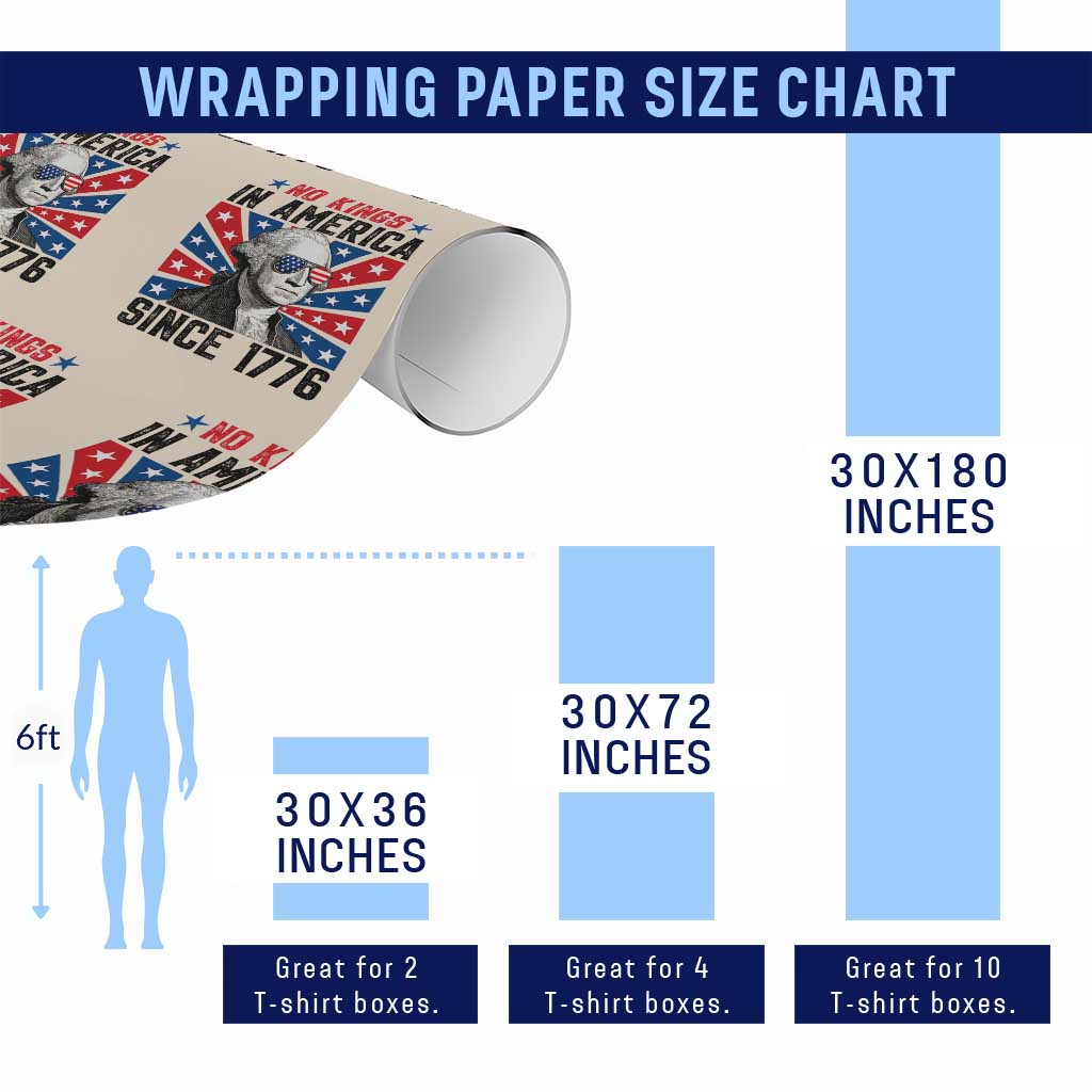 No Kings in America Since 1776 Wrapping Paper Roll Founding Fathers George Washington Patriotic - Wonder Print Shop