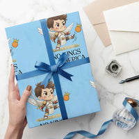 No Kings In America Wrapping Paper Roll Funny Saint Michael Kicking Crown