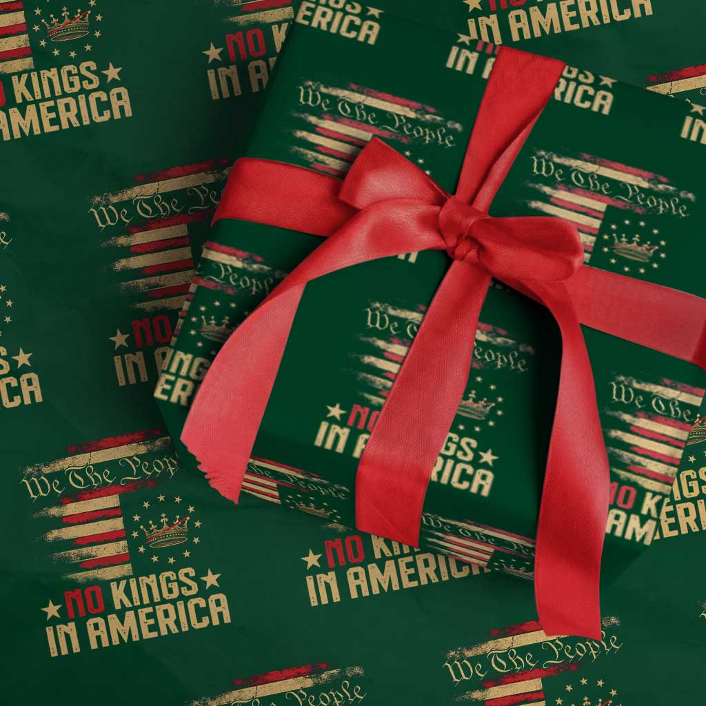 No Kings in America Wrapping Paper Roll Vintage Old American Flag Patriotic 1776 We The People - Wonder Print Shop