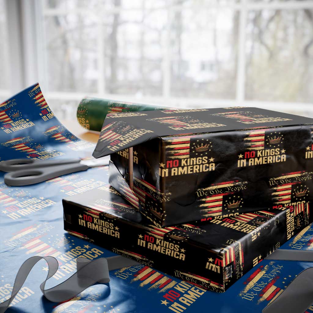No Kings in America Wrapping Paper Roll Vintage Old American Flag Patriotic 1776 We The People - Wonder Print Shop