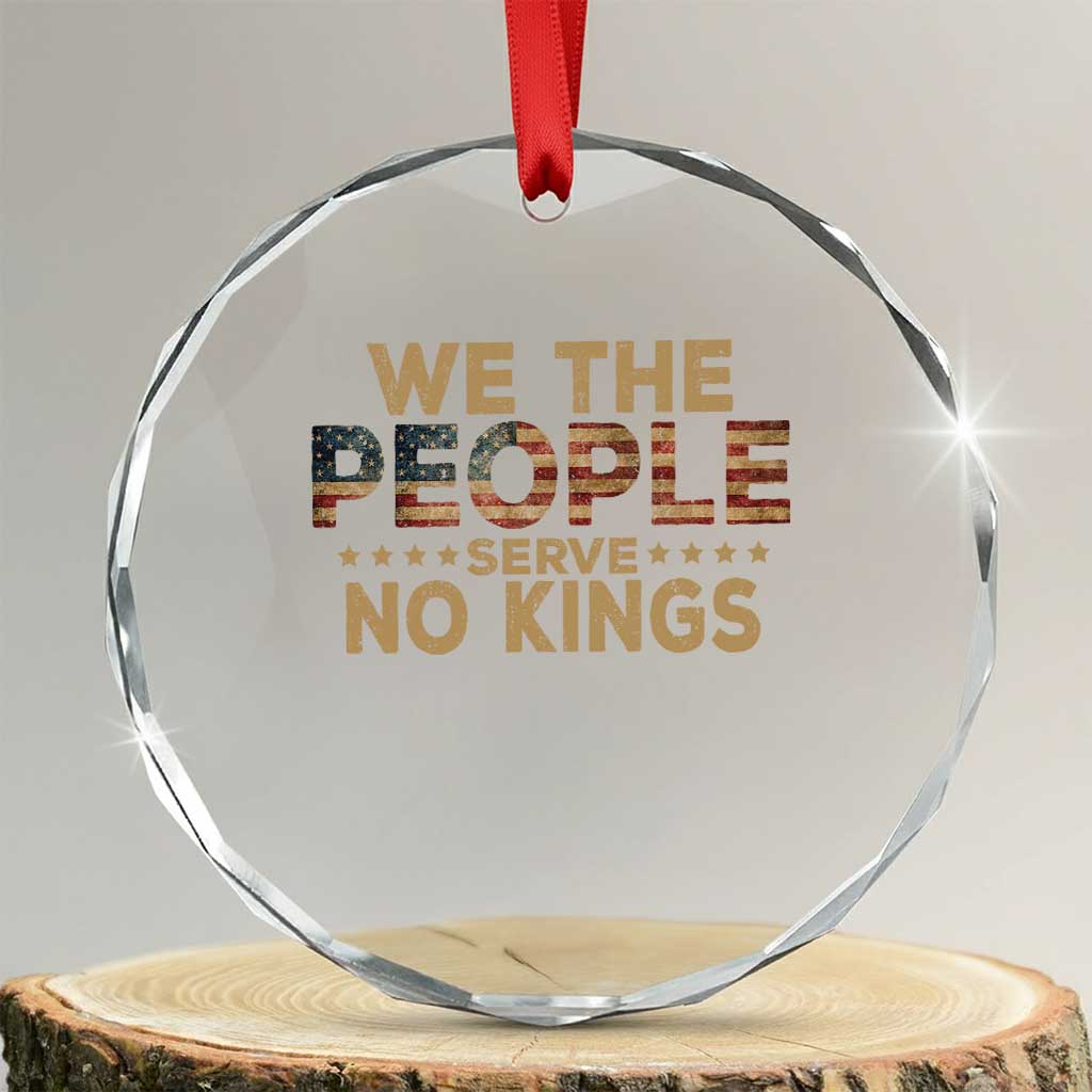 No Kings in USA Crystal Glass Ornament Vintage Old American Flag We The People - Wonder Print Shop