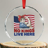 No Kings Live Here Crystal Glass Ornament Funny Rosie The Riveter Cat Feminist Gift