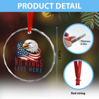 No Kings Live Here Crystal Glass Ornament Patriotic American Eagle