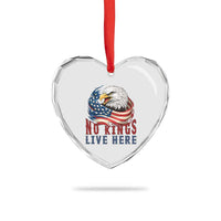 No Kings Live Here Heart Crystal Glass Ornament Patriotic American Eagle