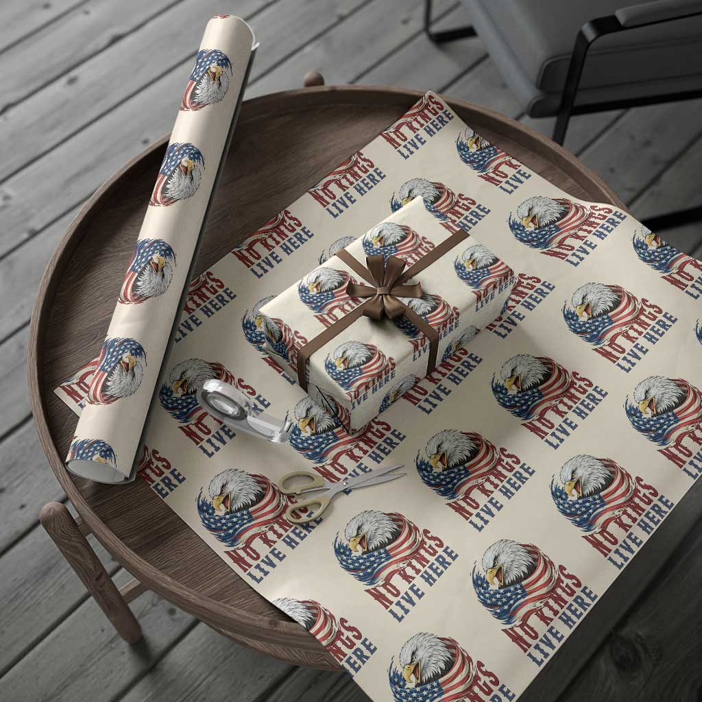 No Kings Live Here Wrapping Paper Roll Patriotic American Eagle