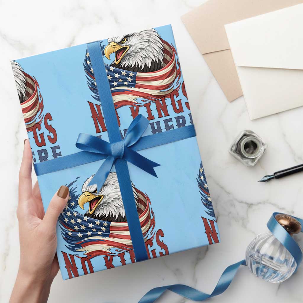 No Kings Live Here Wrapping Paper Roll Patriotic American Eagle