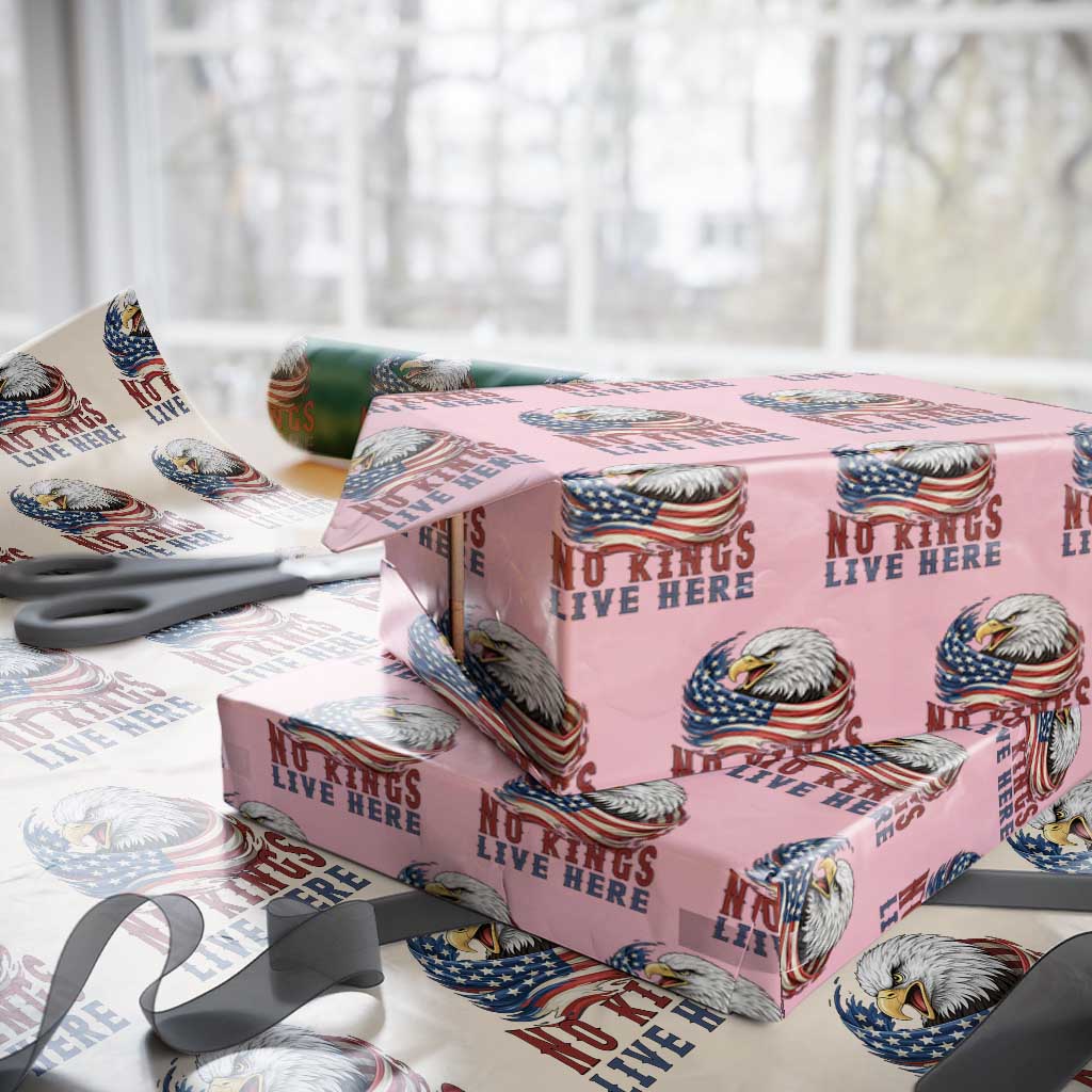 No Kings Live Here Wrapping Paper Roll Patriotic American Eagle