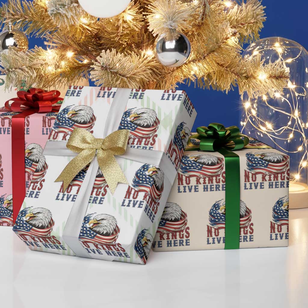 No Kings Live Here Wrapping Paper Roll Patriotic American Eagle