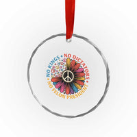 No Kings No Dictators No Felon Presidents Crystal Glass Ornament Retro Flower Peace Sign