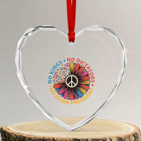 No Kings No Dictators No Felon Presidents Heart Crystal Glass Ornament Retro Flower Peace Sign