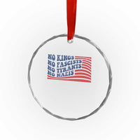 No Kings No Fascists Crystal Glass Ornament American Flag Patriotic Protest