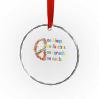 No Kings No Fascists Crystal Glass Ornament Floral Peace Sign Social Justice - Wonder Print Shop