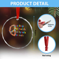 No Kings No Fascists Crystal Glass Ornament Floral Peace Sign Social Justice - Wonder Print Shop