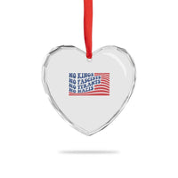 No Kings No Fascists Heart Crystal Glass Ornament American Flag Patriotic Protest