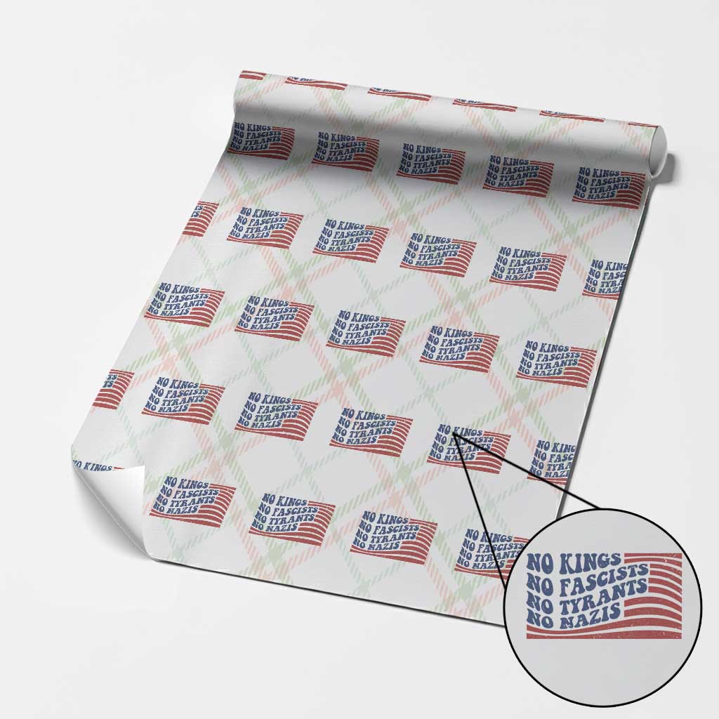 No Kings No Fascists Wrapping Paper Roll American Flag Patriotic Protest