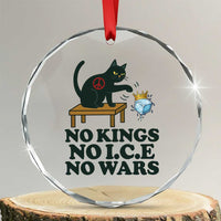 No Kings No Ice No Wars Cat Crystal Glass Ornament Funny Political Freedom Activist