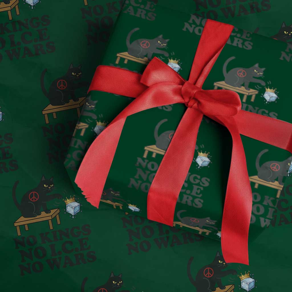 No Kings No Ice No Wars Cat Wrapping Paper Roll Funny Political Freedom Activist