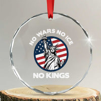 No Kings No ICE No Wars Crystal Glass Ornament Statue of Liberty US Flag Anti War Freedom Activist