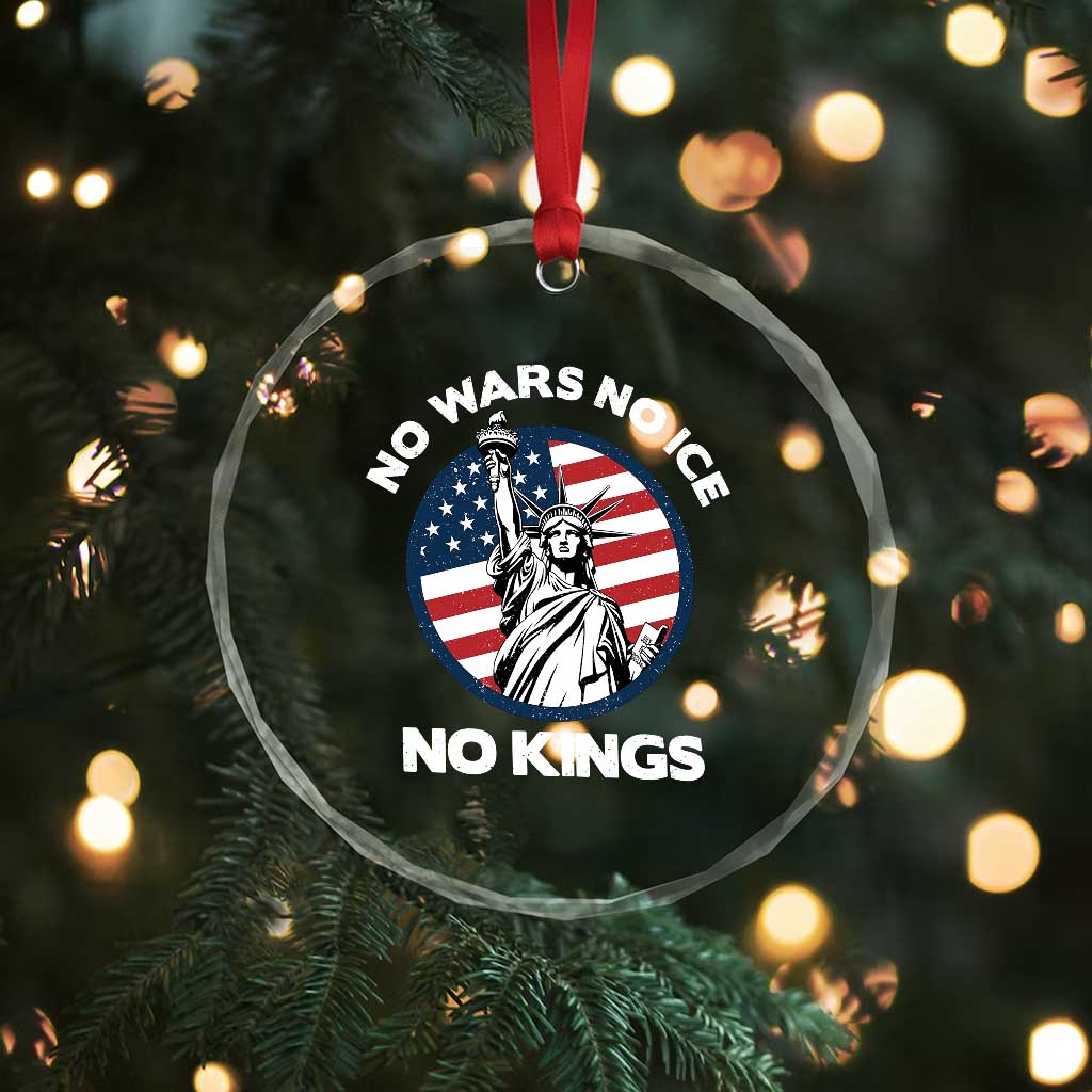 No Kings No ICE No Wars Crystal Glass Ornament Statue of Liberty US Flag Anti War Freedom Activist