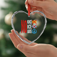 No Kings No Ice No Wars Heart Crystal Glass Ornament Political Protest Peace Sign