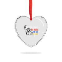 No Kings No ICE No Wars Heart Crystal Glass Ornament Statue of Liberty We The People Freedom