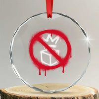 No Kings No Ice Protest Crystal Glass Ornament Vintage Political Stop Sign Graffiti Graphic