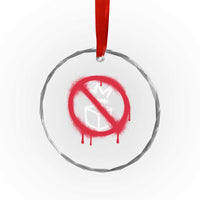 No Kings No Ice Protest Crystal Glass Ornament Vintage Political Stop Sign Graffiti Graphic