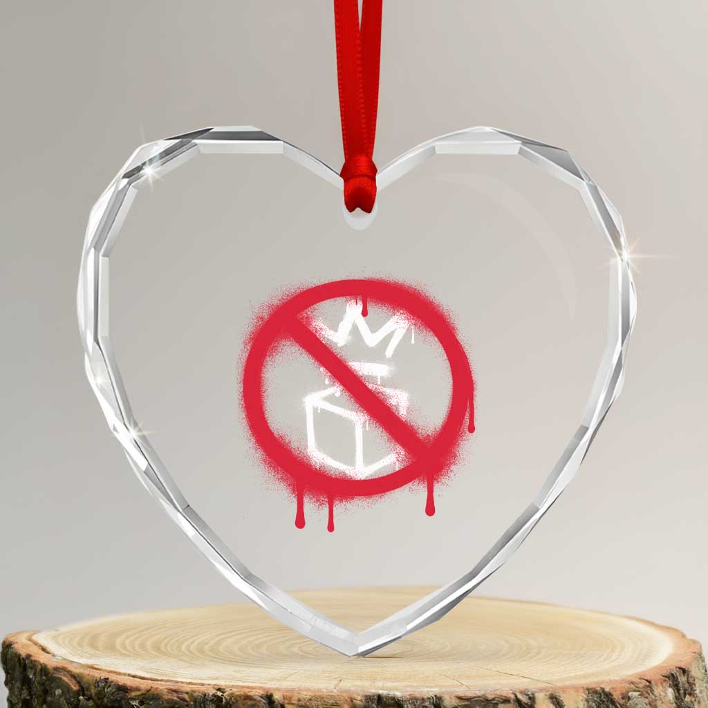 No Kings No Ice Protest Heart Crystal Glass Ornament Vintage Political Stop Sign Graffiti Graphic