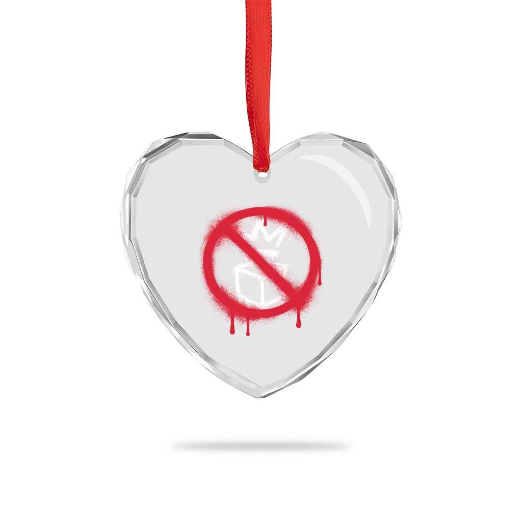 No Kings No Ice Protest Heart Crystal Glass Ornament Vintage Political Stop Sign Graffiti Graphic