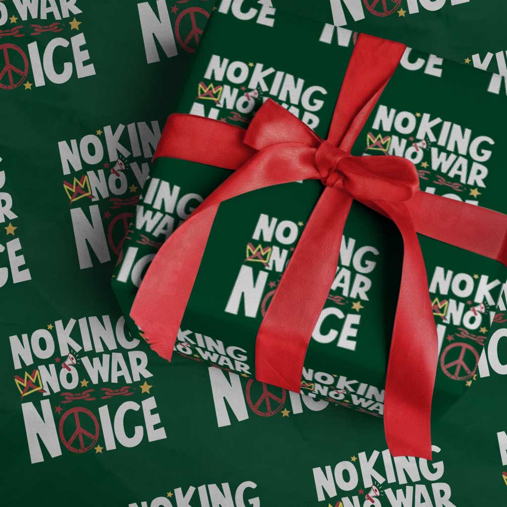 No Kings No Wars No Ice Bold Typography Wrapping Paper Roll Peace Symbol Anti War Activist Human Rights