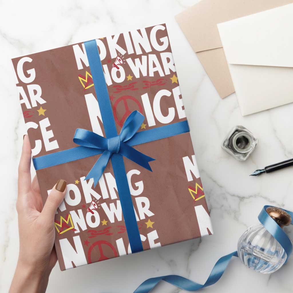 No Kings No Wars No Ice Bold Typography Wrapping Paper Roll Peace Symbol Anti War Activist Human Rights