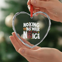 No Kings No Wars No Ice Bold Typography Heart Crystal Glass Ornament Peace Symbol Anti War Activist Human Rights