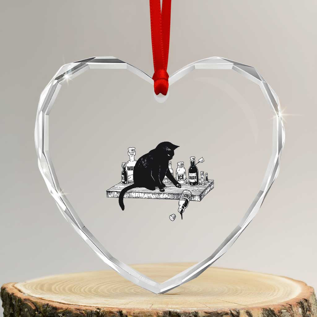 No Kings No Wars No Ice Cat Heart Crystal Glass Ornament Political Humor Gift