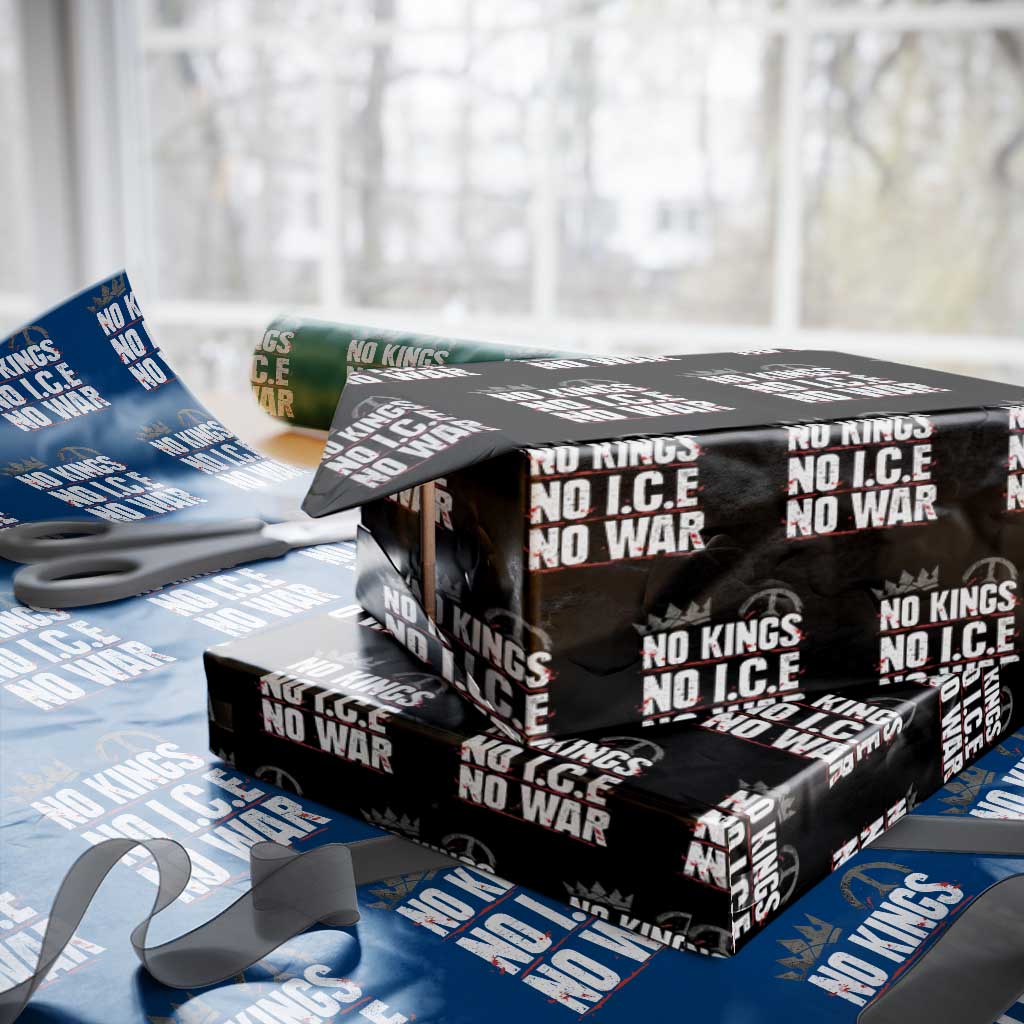 No Kings No Wars No Ice Protest Distressed Wrapping Paper Roll No Crown Just Peace Anti War Freedom Supporters