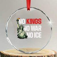 No Kings No Wars No Ice Statue of Liberty Crystal Glass Ornament American Flag Patriotic Protest Human Rights