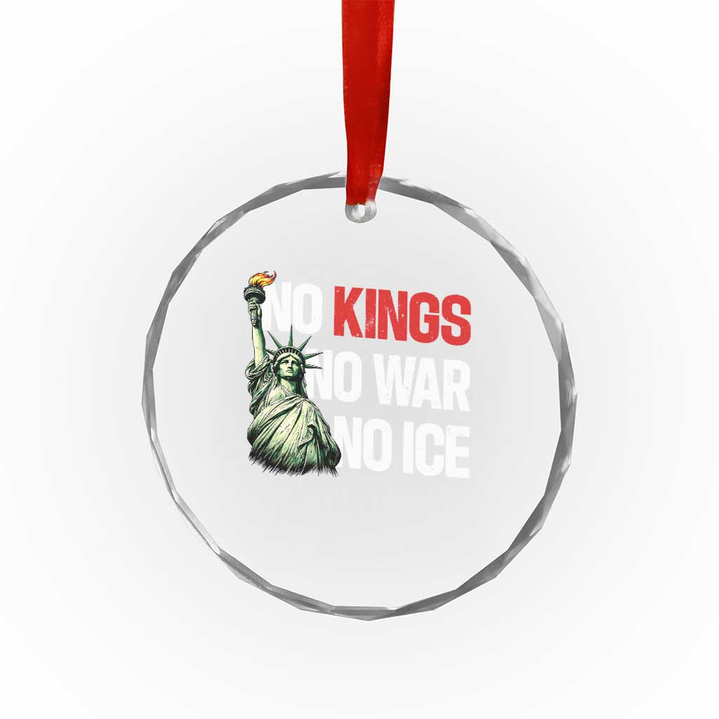No Kings No Wars No Ice Statue of Liberty Crystal Glass Ornament American Flag Patriotic Protest Human Rights