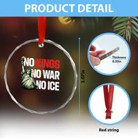 No Kings No Wars No Ice Statue of Liberty Crystal Glass Ornament American Flag Patriotic Protest Human Rights