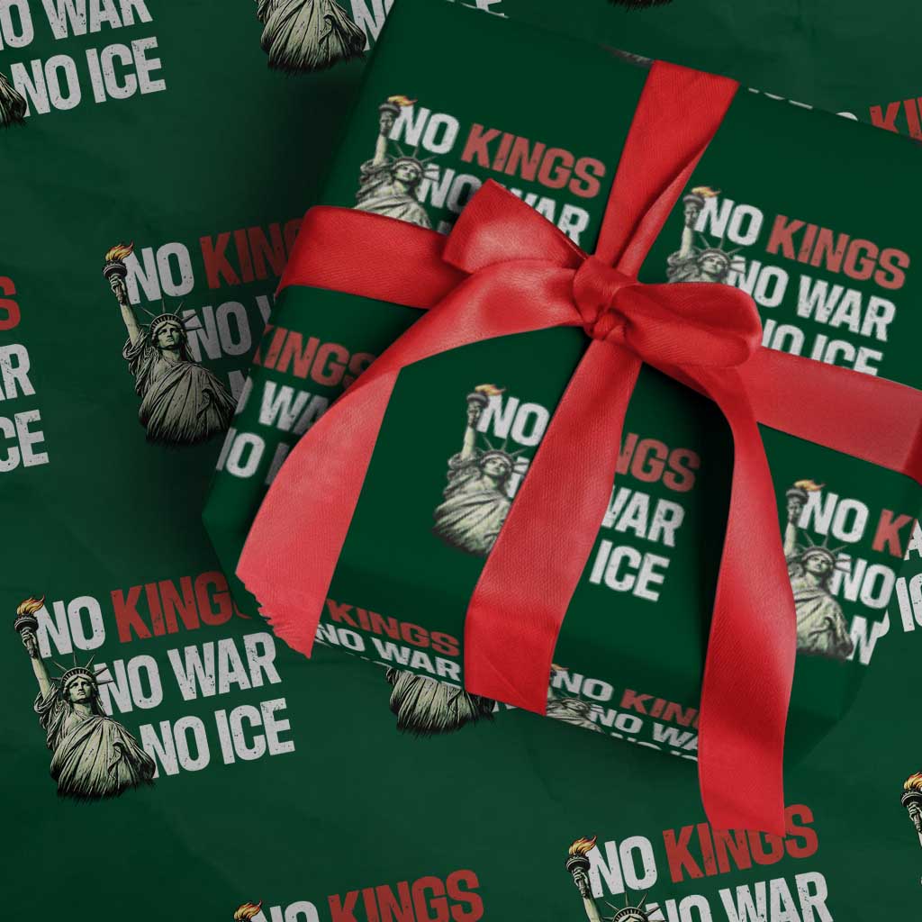 No Kings No Wars No Ice Statue of Liberty Wrapping Paper Roll American Flag Patriotic Protest Human Rights