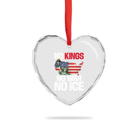 No Kings No Wars No Ice Statue of Liberty Heart Crystal Glass Ornament American Flag Patriotic Protest Freedom Democracy