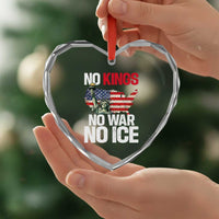 No Kings No Wars No Ice Statue of Liberty Heart Crystal Glass Ornament American Flag Patriotic Protest Freedom Democracy