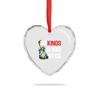 No Kings No Wars No Ice Statue of Liberty Heart Crystal Glass Ornament American Flag Patriotic Protest Human Rights