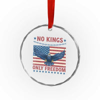No Kings Only Freedom Crystal Glass Ornament American Flag Bald Eagle Retro Vintage - Wonder Print Shop