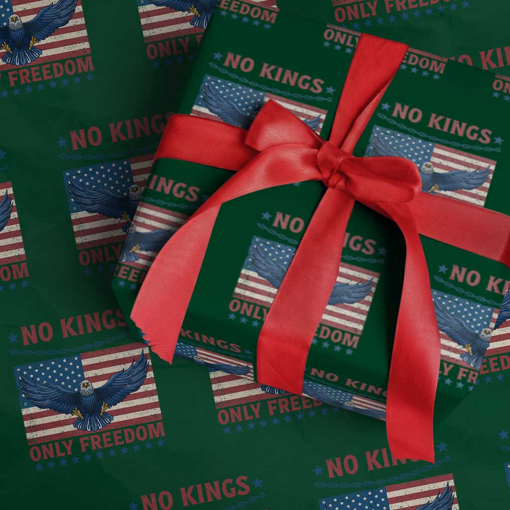 No Kings Only Freedom Wrapping Paper Roll American Flag Bald Eagle Retro Vintage - Wonder Print Shop