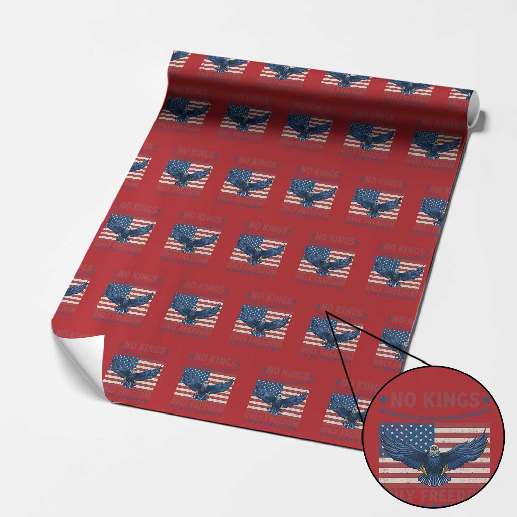No Kings Only Freedom Wrapping Paper Roll American Flag Bald Eagle Retro Vintage - Wonder Print Shop