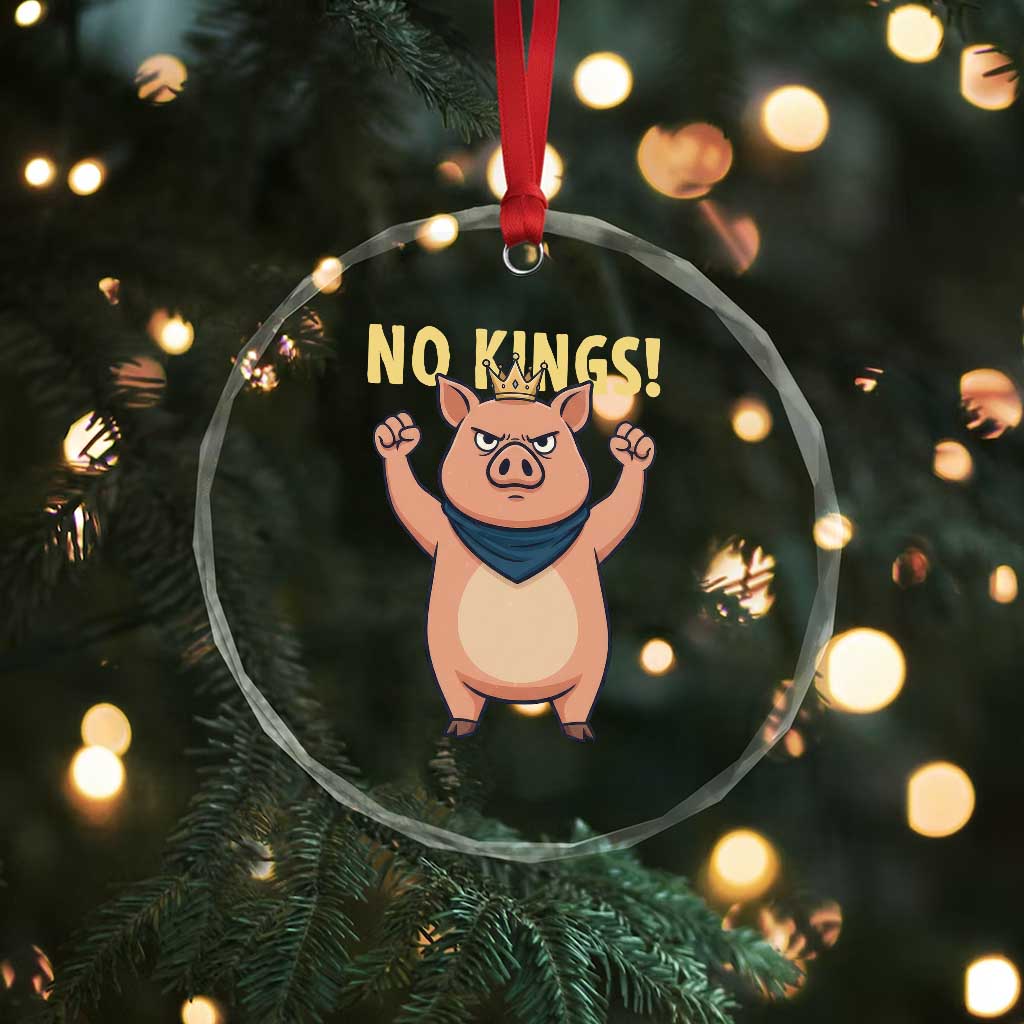 No Kings Pig Crystal Glass Ornament Resistance Movement Anti Authoritarian Gift - Wonder Print Shop