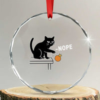 No Kings Protest Crystal Glass Ornament Funny Cat Kicking Crown - Wonder Print Shop