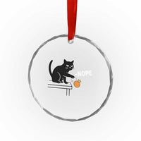 No Kings Protest Crystal Glass Ornament Funny Cat Kicking Crown - Wonder Print Shop