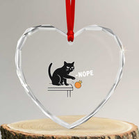 No Kings Protest Heart Crystal Glass Ornament Funny Cat Kicking Crown - Wonder Print Shop