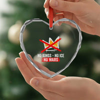No Kings Protest Heart Crystal Glass Ornament No Kings No Ice No Wars Anti Monarchy Statement