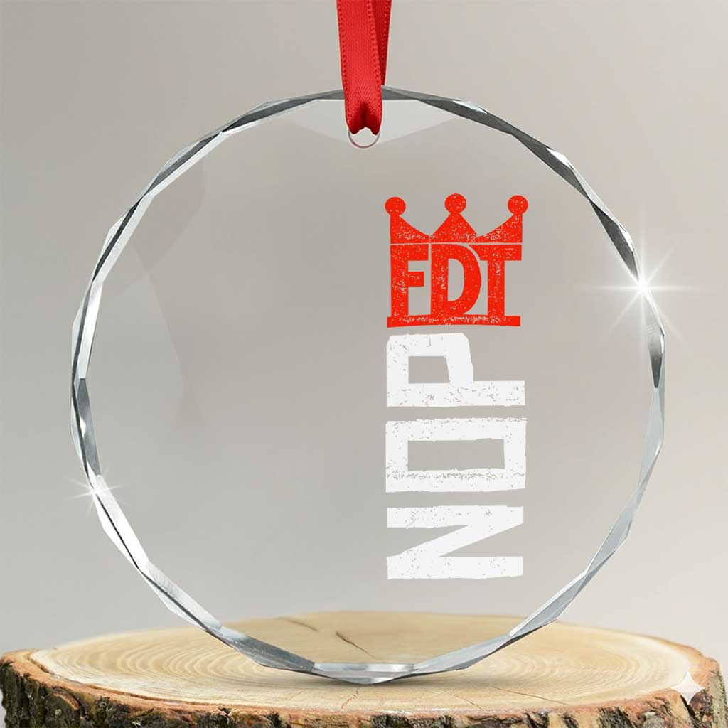 No Kings Protest Nope Funny Political Satire Crystal Glass Ornament
